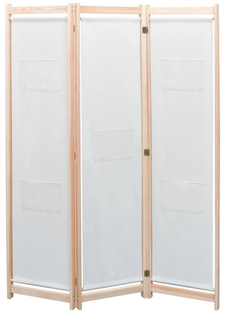 vidaXL Divisória de quarto com 3 painéis 120x170x4 cm tecido creme