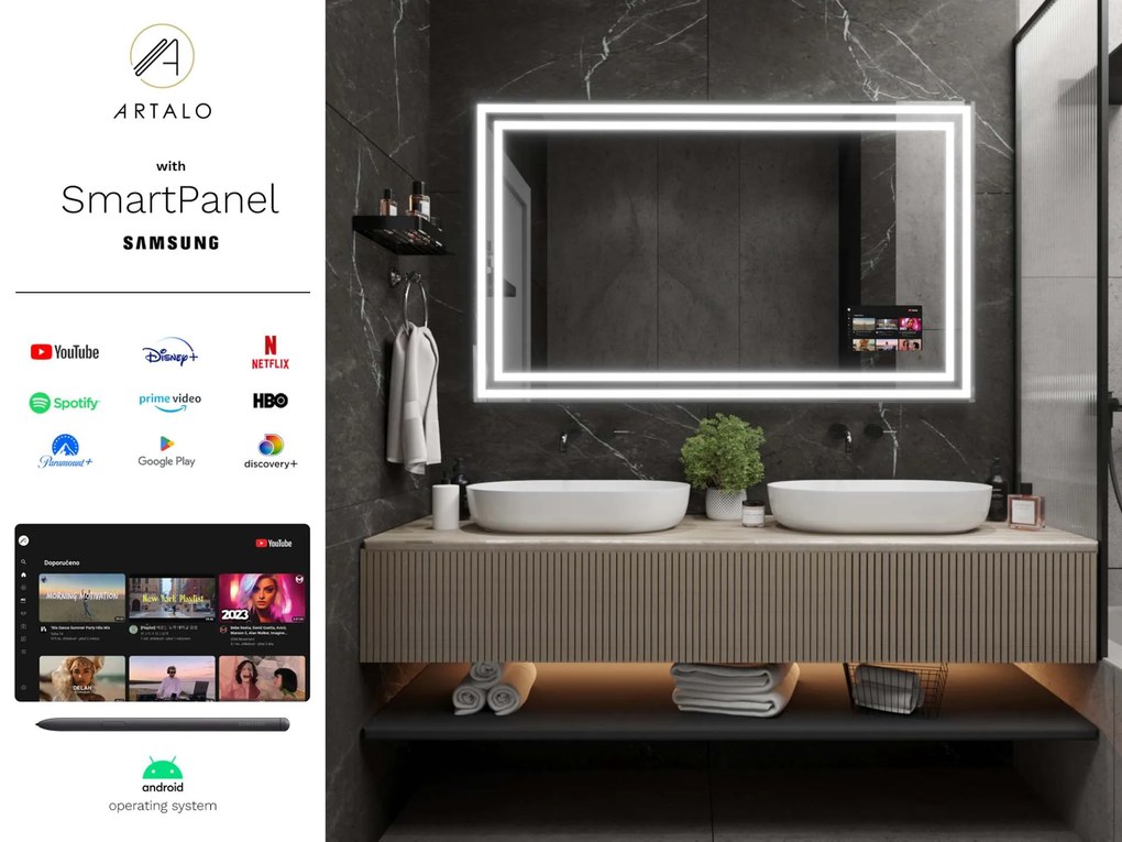 Espelho LED com moldura para casa de banho M3