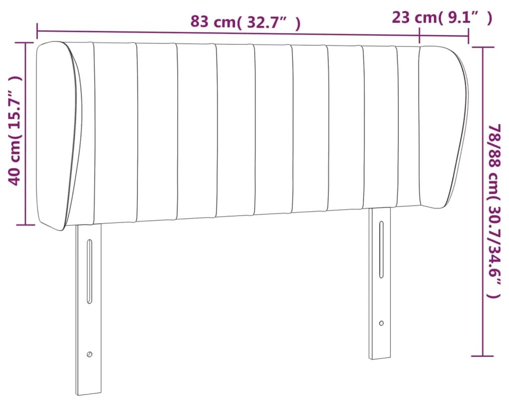 Cabeceira de cama c/ abas tecido 83x23x78/88 cm cinzento-escuro