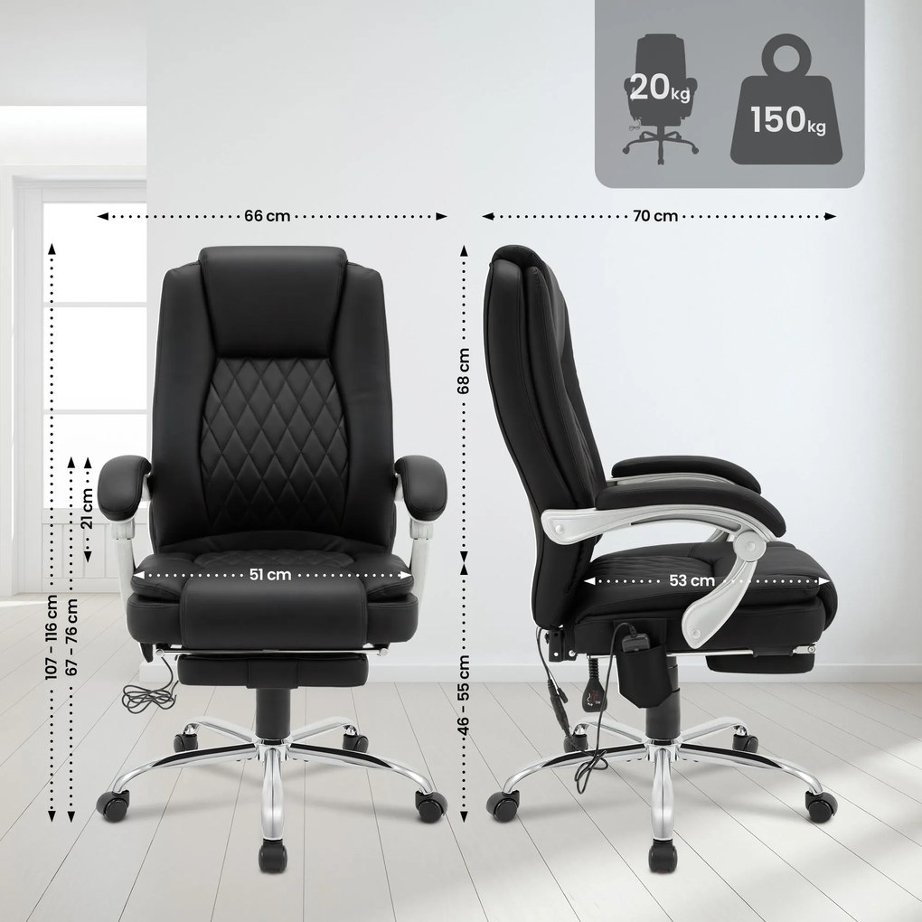 Cadeira de escritório Rubia com função de massagem preta