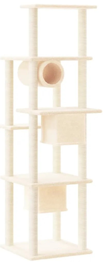 Árvore para gatos c/ postes arranhadores sisal 169 cm cor creme