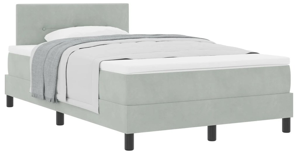 Cama Box com Colchão vidaXL Cinza Claro 120x200 cm Veludo