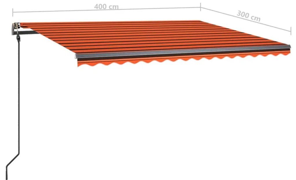 Toldo retrátil manual com postes 4x3 m laranja e castanho