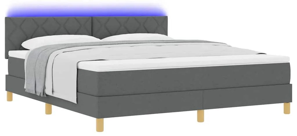 Cama com Estrutura de Molas e Colchão &amp; LED Cinza Escuro 180x200 cm Te