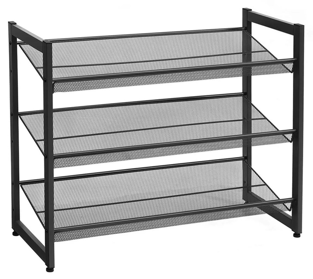 Estante para sapatos com 3 prateleiras em malha de aço | SONGMICS | 74 x 30,5 x 61,5 cm | preto | LMR03B.