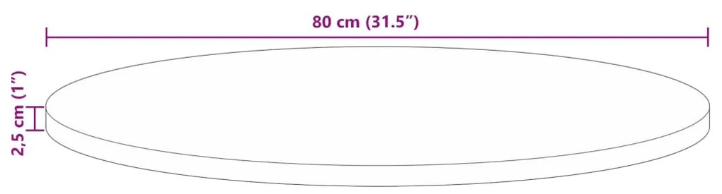 Tampo de mesa redondo Ø80x2,5cm madeira recuperada maciça