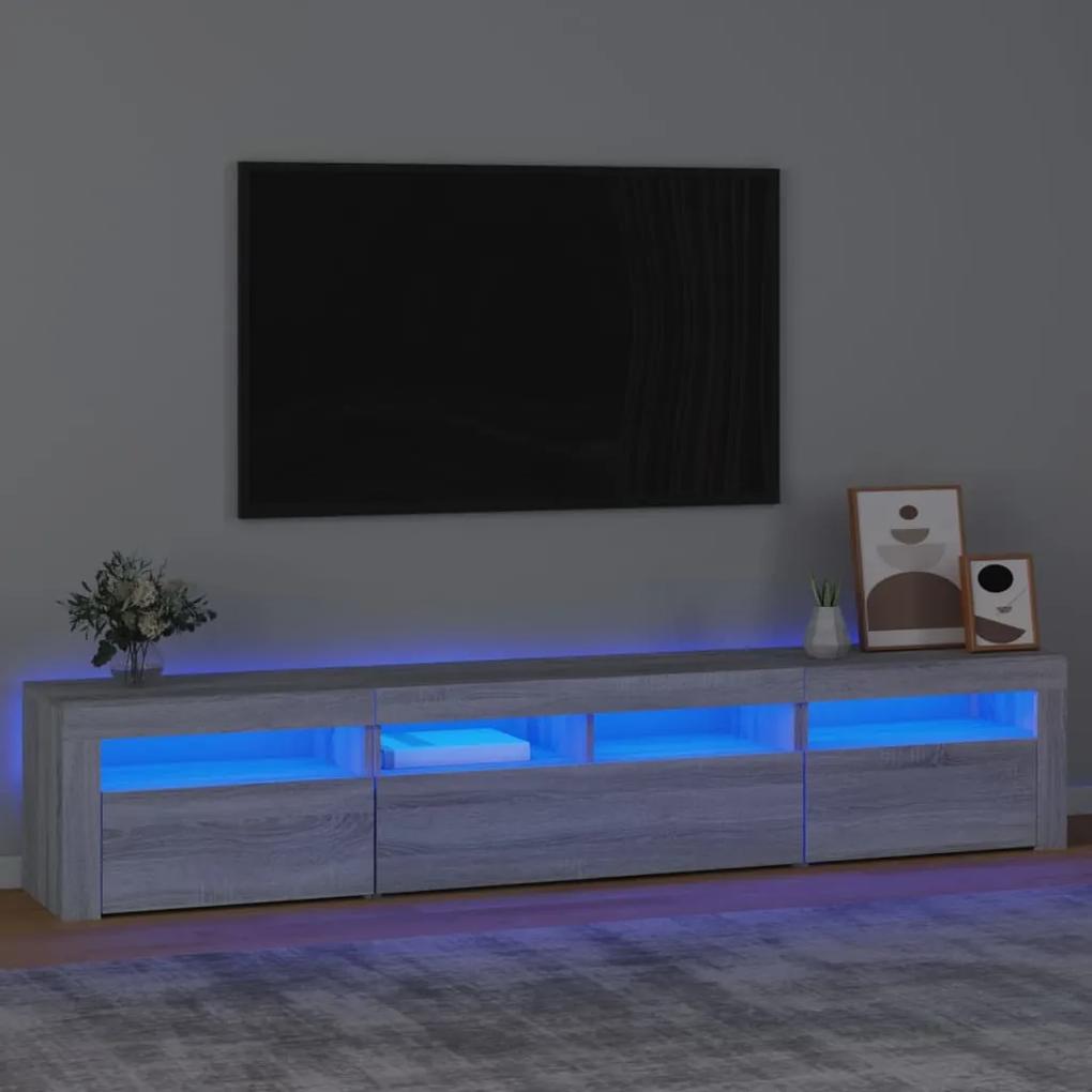 Móvel de TV com luzes LED 210x35x40 cm sonoma cinza