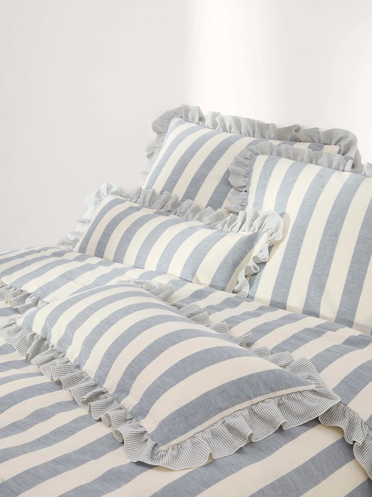 Capa de edredão em linho e algodão com folhos Posie