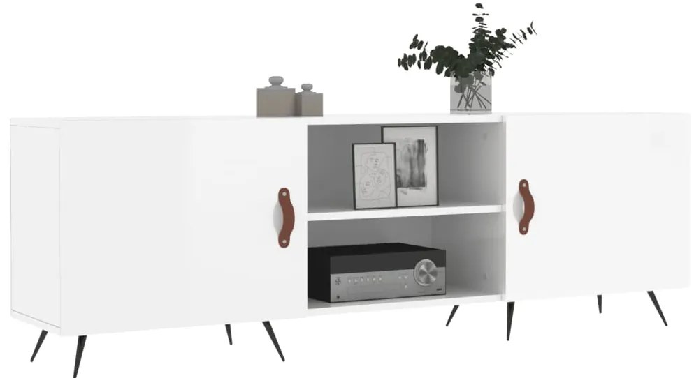 Móvel de TV 150x30x50 cm derivados de madeira branco brilhante