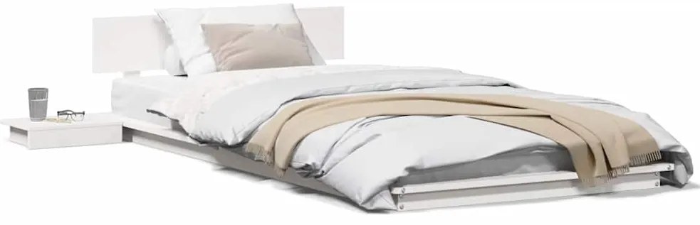 Estrutura de Cama com Mesas de Cabeceira Branca 100x200cm Madeira Maci