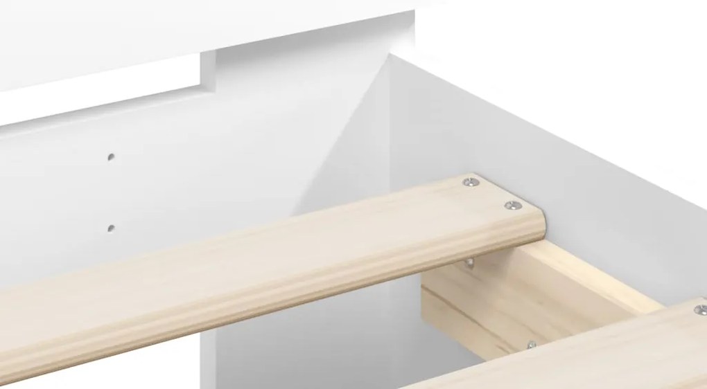 Estrutura de cama com cabeceira e luzes LED 135x190 cm branco