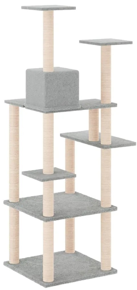 Árvore p/ gatos c/ postes arranhadores sisal 153 cm cinza-claro