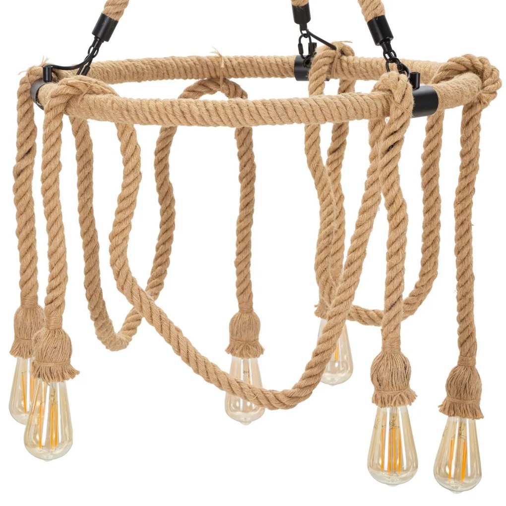 Candeeiro de Teto Boho Chic - Metal e Corda em Formato Redondo - 90 cm