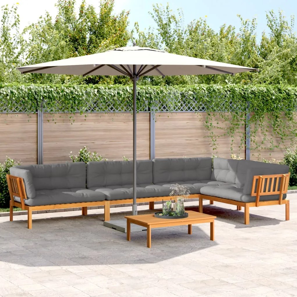 vidaXL 5 pcs móveis de paletes p/ jardim com almofadões acácia maciça