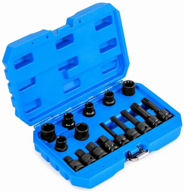 Conjunto de soquetes de aço de 16 peças com caixa e chave de fenda de 1/2” laranja