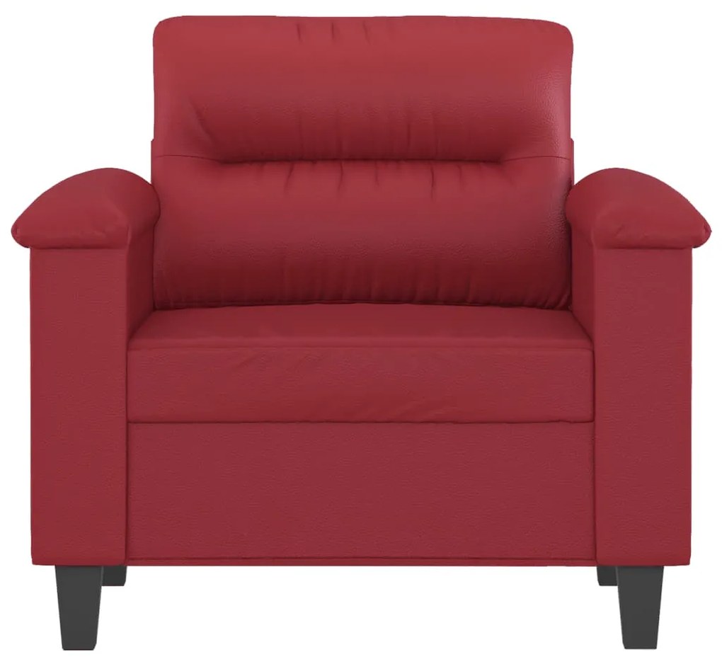 Poltrona 60 cm couro artificial vermelho tinto