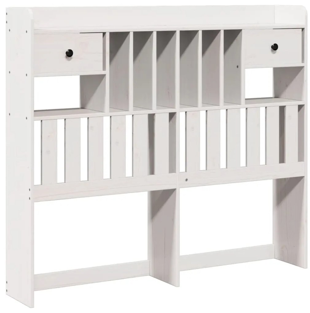 Cama com estante sem colchão 135x190 cm pinho maciço branco