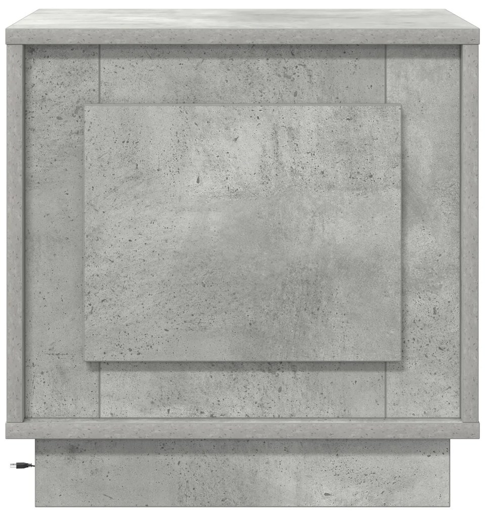 Cômodas de Cabeceira com Luzes LED 2 pcs Cinza Concreto 44x34,5x45 cm