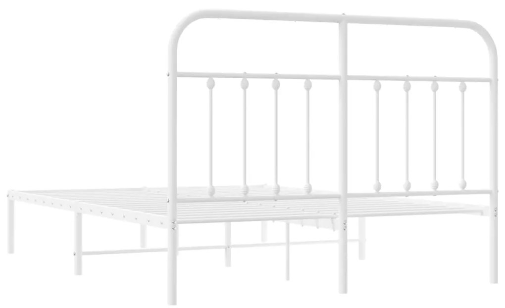 Estrutura de cama com cabeceira 150x200 cm metal branco