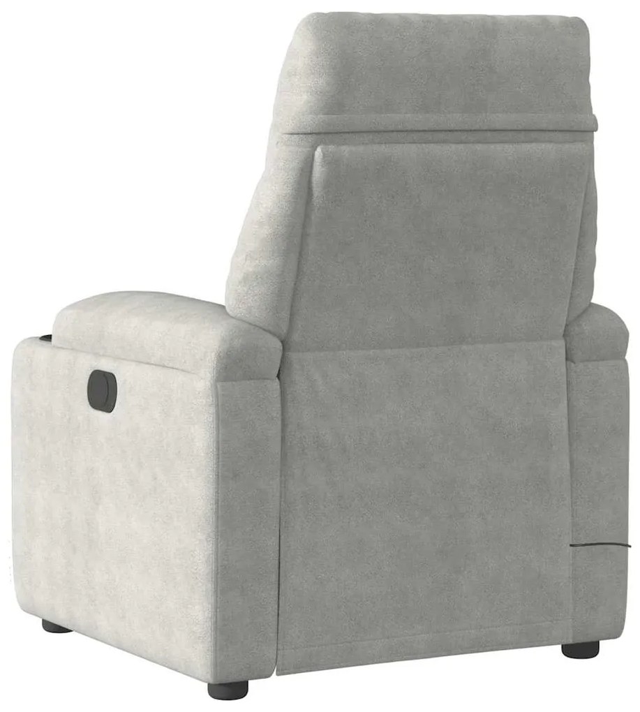 Poltrona de massagens reclinável tecido microfibra cinza-claro