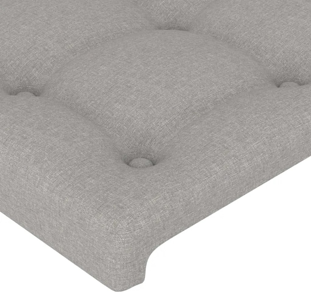 Cabeceira de cama c/luzes LED tecido 100x5x78/88 cm cinza-claro