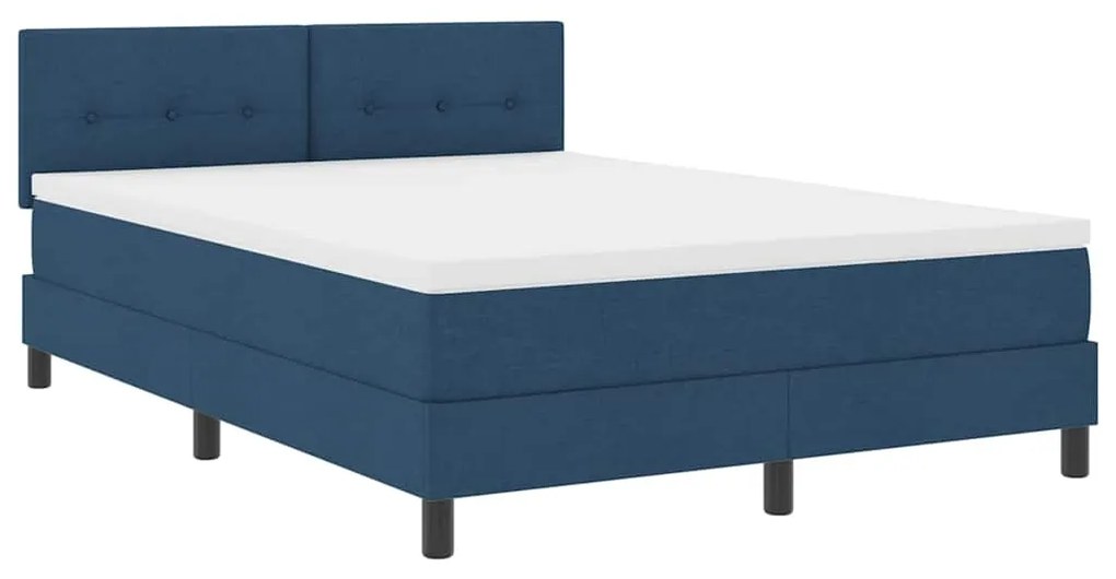 Cama Box Spring com Colchão e LED Azul 160x200 cm Têxtil