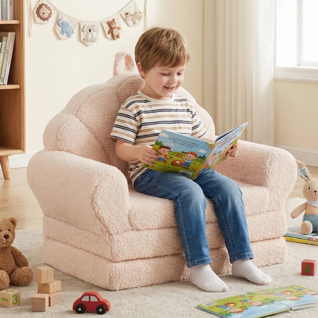 Sofá dobrável 2 em 1 em forma de concha para crianças, convertível em cama com braços, capa removível e base antiderrapante, para maiores de 3 anos, b
