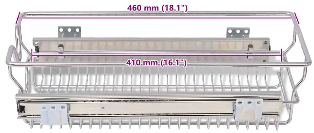 Cestos de arame extraíveis 2 pcs 300 mm prateado