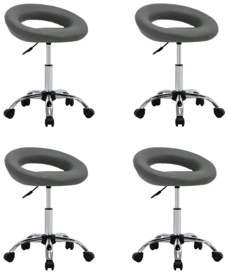 vidaXL Cadeiras de jantar giratórias 4 pcs couro artificial cinzento