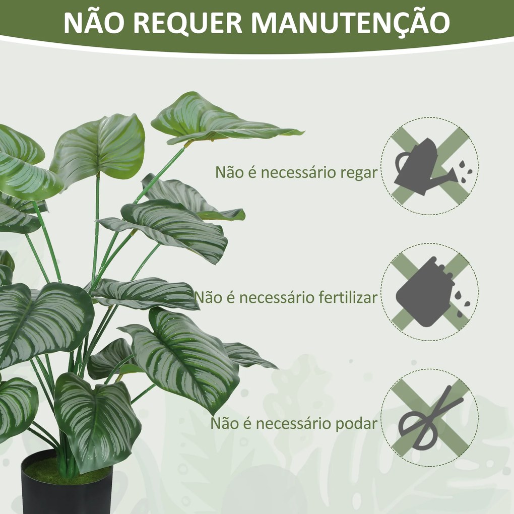 Conjunto de 2 Plantas Artificiais Decorativas 65 cm Plantas Artificiais com Vaso e Folhas para Interior Verde
