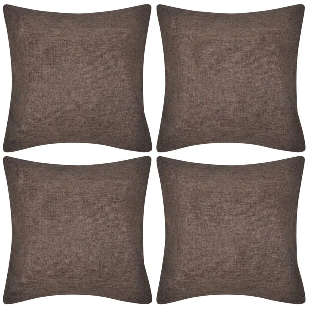 Capas de almofada estilo linho 4 pcs 50 x 50 cm castanho