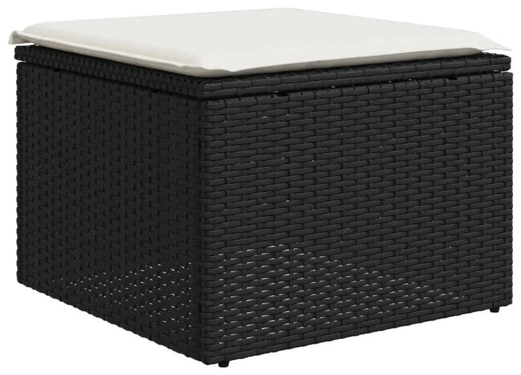 9 pcs conjunto de sofás p/ jardim c/ almofadões vime PE preto