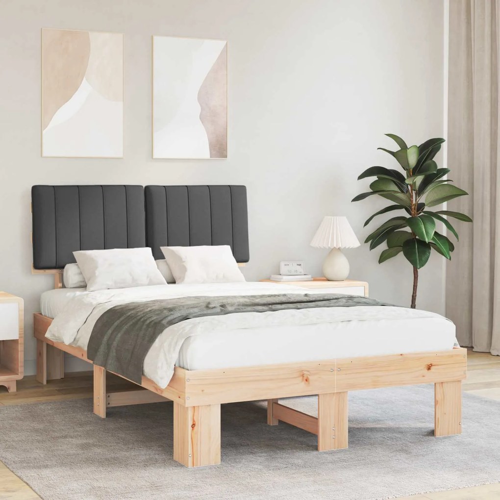 vidaXL Estrutura de Cama com Cabeceira Estofada Cinza Escuro