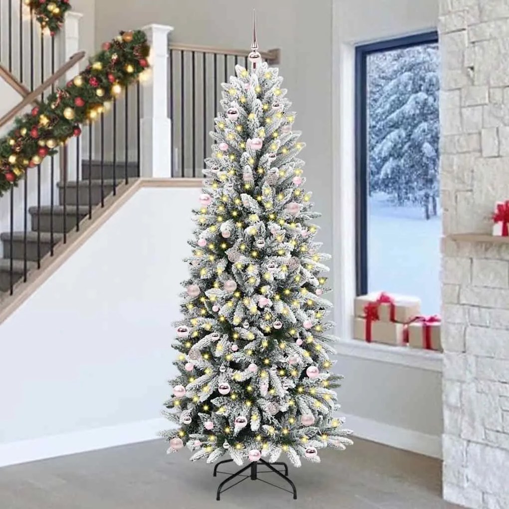 vidaXL Árvore de Natal Artificial com 300 LEDs Branco 240 cm
