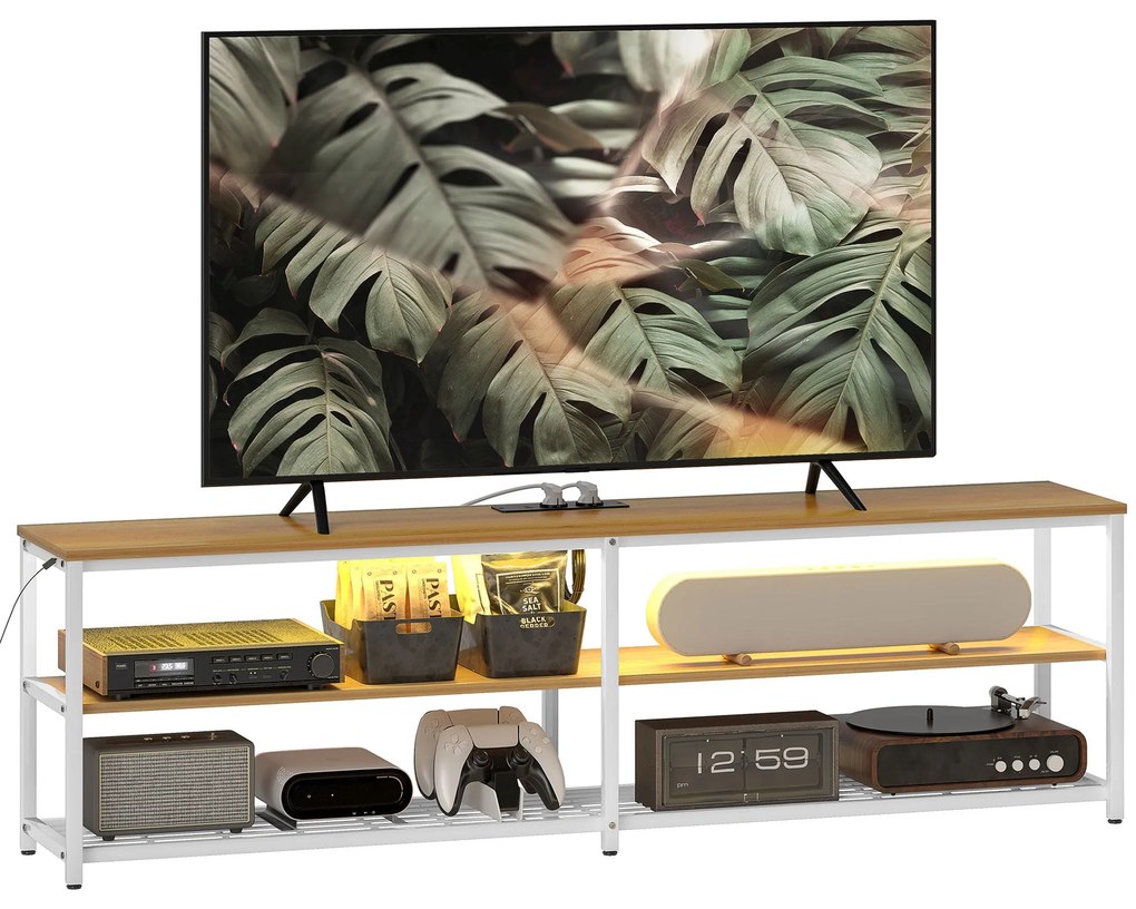Móvel de TV Estilo Industrial Móvel de TV para Sala de Estar com Luzes