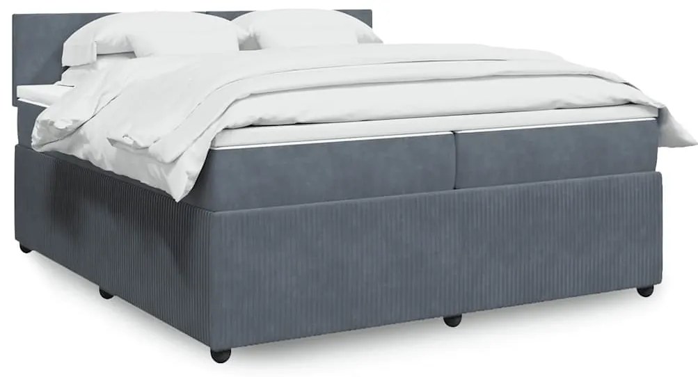 vidaXL Cama com molas/colchão 200x200 cm veludo cinzento-escuro