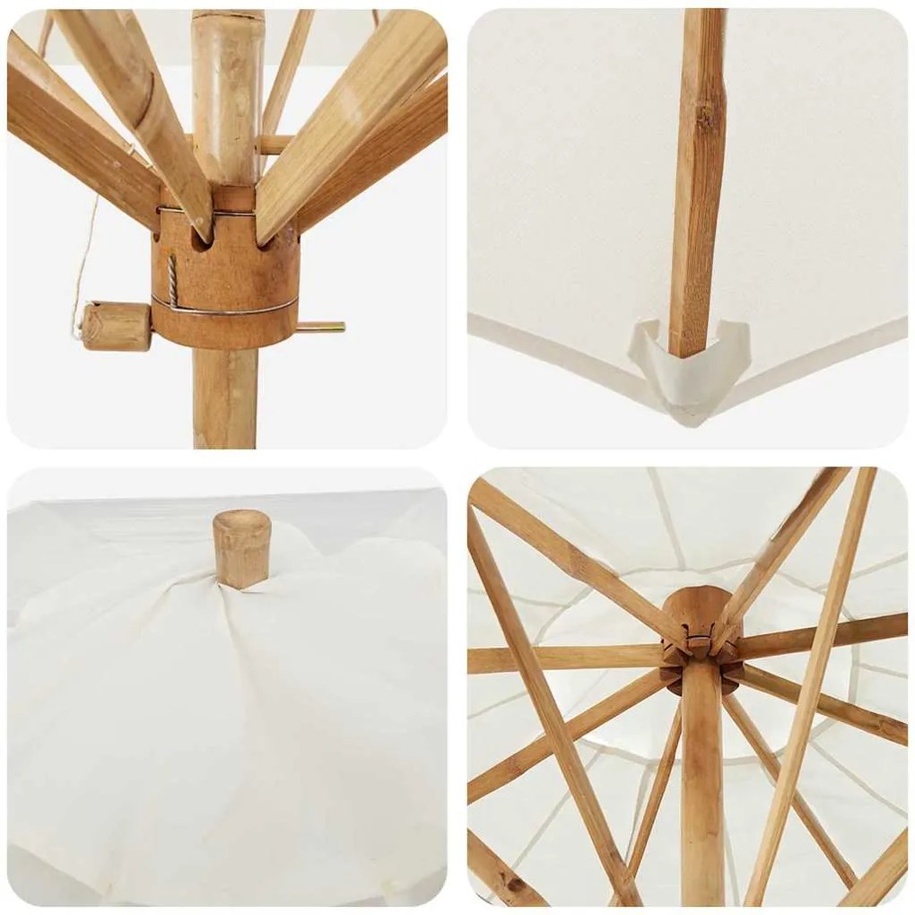 Guarda-sol Jardim Branco Creme 180 x 230 cm em Bambu