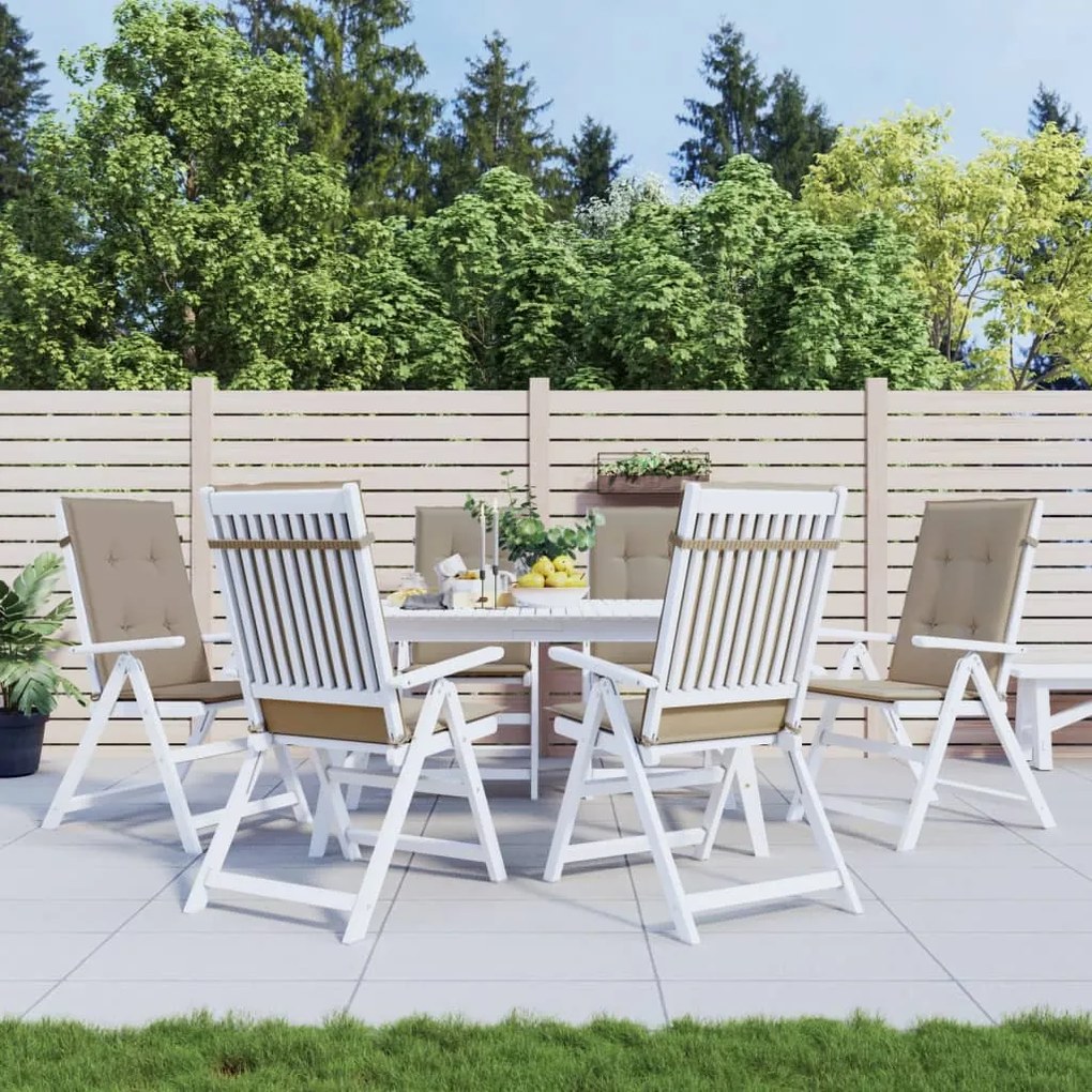 Almofadões cadeiras altas jardim 6 pcs tecido cinza-acastanhado