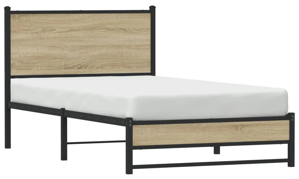 Estrutura de cama sem colchão 107x203 cm metal carvalho sonoma