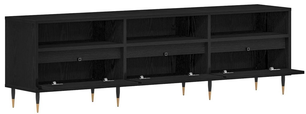 Armário para TV vidaXL Preto Carvalho 150x30x44,5 cm Madeira Reestrutu