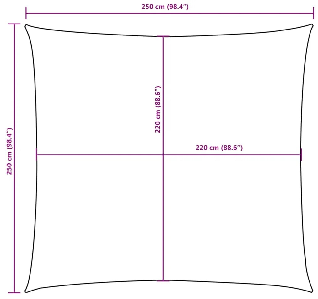 Para-sol vela tecido oxford quadrado 2,5x2,5m verde-escuro