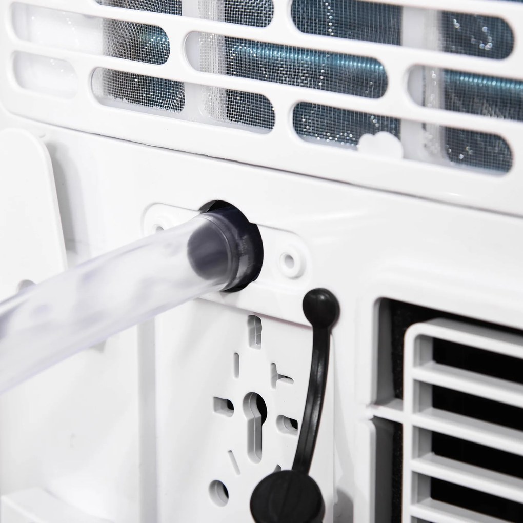 Ar condicionador portátil 4 em 1 ventilador refrigerador desumidificador 2 velocidades com tela LED com controle remoto silencioso 900W 38x35x70,5 cm Branco