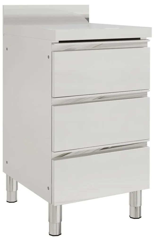 vidaXL Armário para cozinha comercial c/ 3 gavetas aço inoxidável