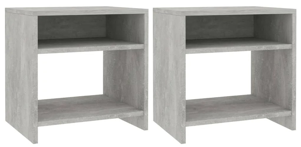 vidaXL Mesas de cabeceira 2 pcs derivados de madeira cinzento cimento