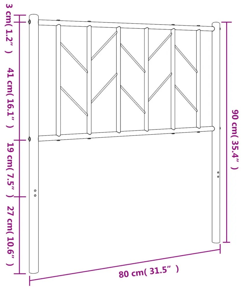 Cabeceira de cama 75 cm metal branco