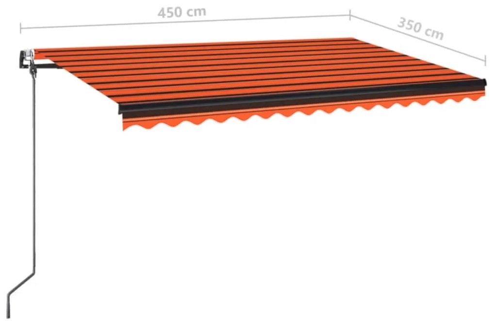 Toldo autom. LED e sensor de vento 450x350 cm laranja/castanho