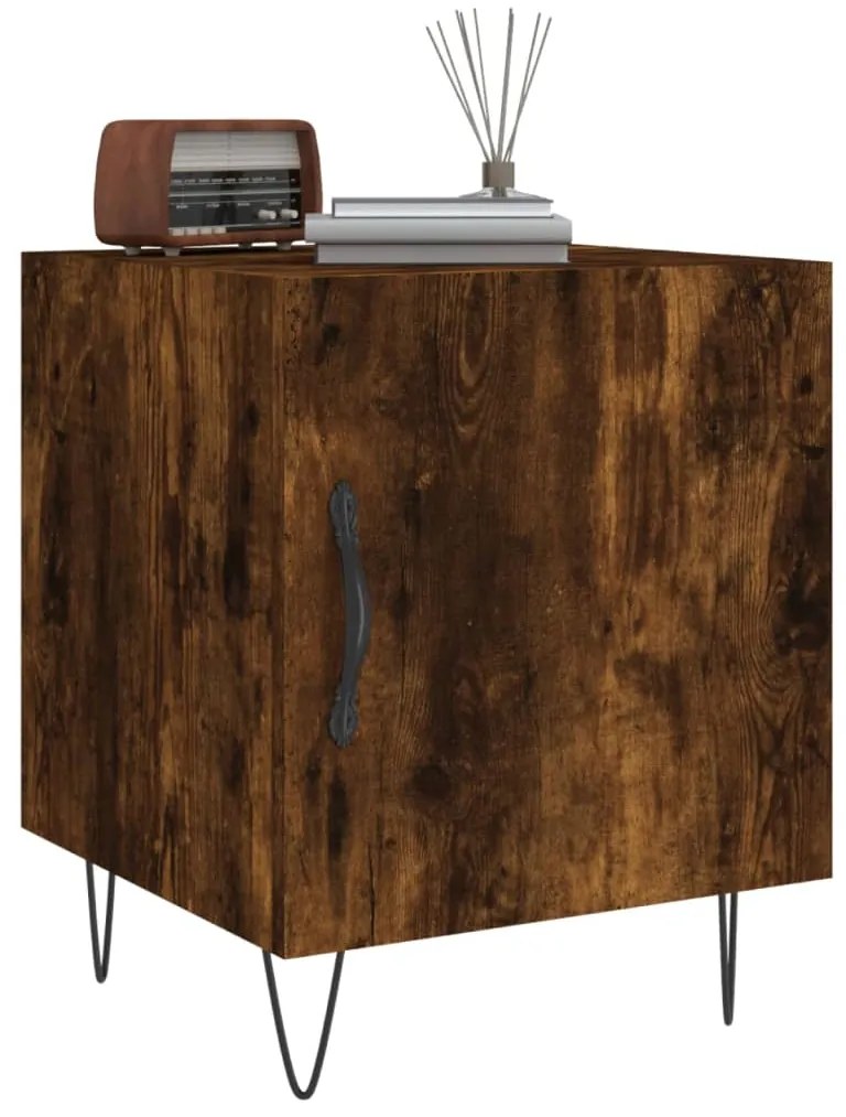 Mesa cabeceira 2pcs 40x40x50cm derivado madeira carvalho fumado
