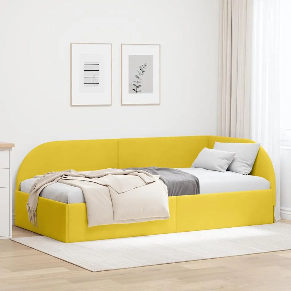 vidaXL Estrutura de Cama de Canto Amarelo 100 cm x 200 cm Veludo