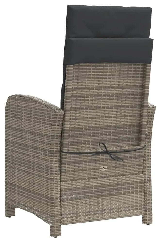 Cadeiras jardim reclináveis 2 pcs c/ apoio de pés vime PE cinza