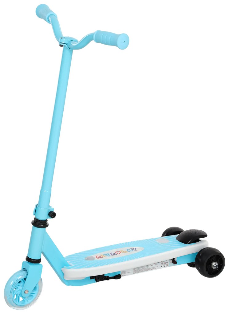 AIYAPLAY Trotinete Elétrica para Crianças Máx. 6 km/h Motor 80 W Autonomia Máxima 8 km com Luzes LED Travão Traseiro Azul Claro | Aosom Portugal